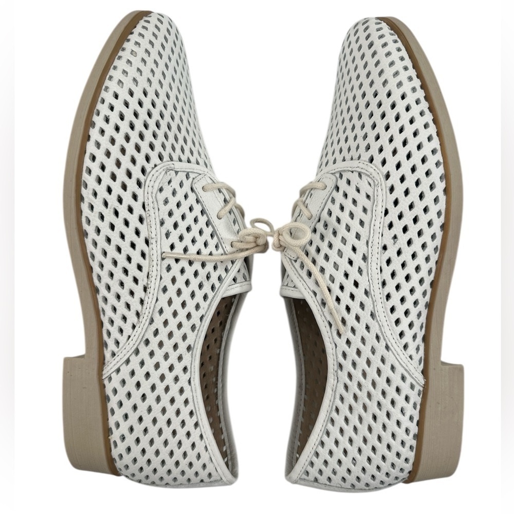 Chelsea Crew Black Label Women's Woody Leather Oxford Loafers Laser-cut White - Picture 5 of 8
